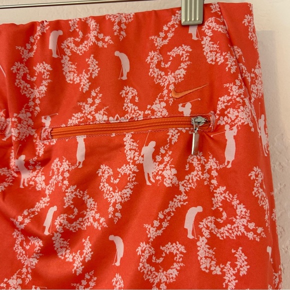 NIKE Golf FitDry Skirt Skort Size M Golfer Print Orange Coral White Stretch - Picture 7 of 13
